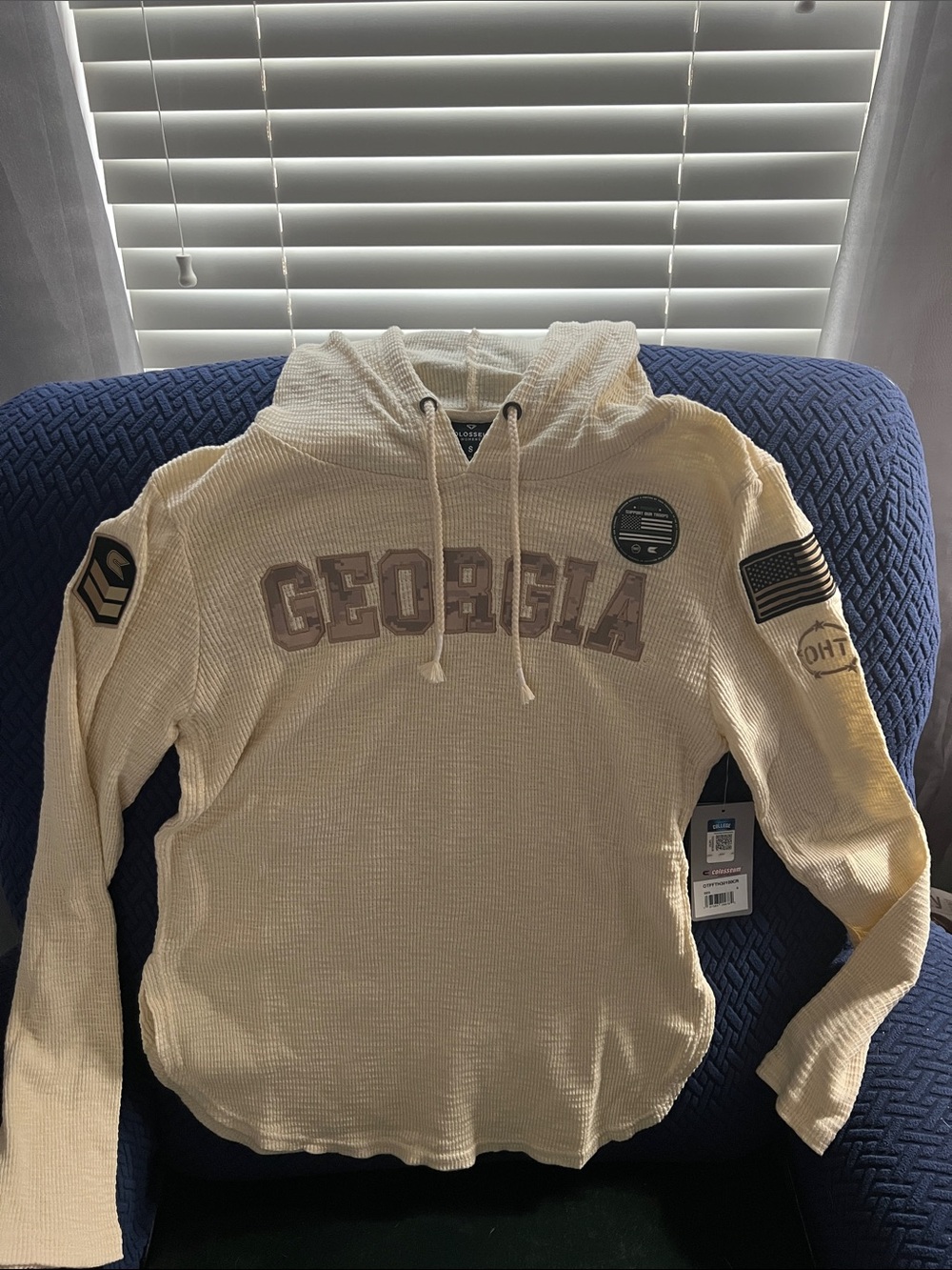 Colosseum Cream 'GEORGIA' Hooded Waffle Knit Pullover